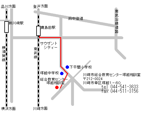 塚越相談室への案内地図