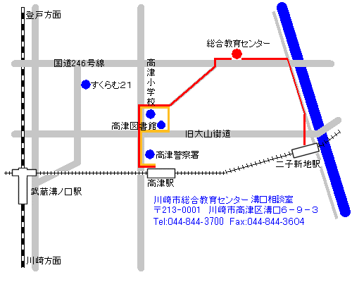 川崎市総合教育センターへの案内地図